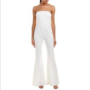 Black Halo White Strapless Jumpsuit - Size 8